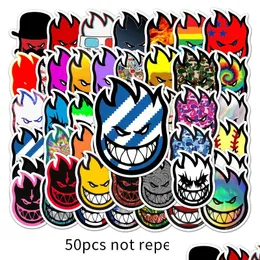 Car Stickers 50Pcs/Lot Very Cool Spitfre Skateboard Spitfire Sticker Surf Skate Scooter Mobile Tablet Decals Drop Delivery Automobiles Otfcx