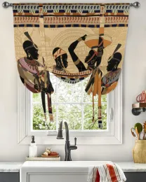 Cortinas estilo étnico africano feminino preto cortina de janela para sala estar decoração casa cortinas cozinha tieup cortinas curtas