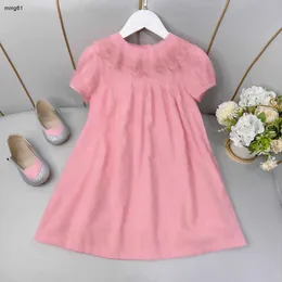 Marca meninas vestidos crianças roupas de grife menina saia tamanho 100-160 cm vestido de princesa flor bordado colarinho bebê vestido 24mar