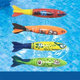 4pcs/set 다이빙 어뢰 수중 수영장 장난감 야외 스포츠 훈련 도구 아기 어린이 물 놀이 장난감을위한 야외 스포츠 훈련 도구