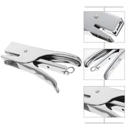 1pc 20 Sheets Plier Stapler NoJam Hand Grip Metal Save Effort without Stitching Needle Silver 240314