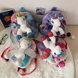 Zaini Zaino per bambini Peluche Unicorno Giocattoli Zaini per bambini Zaino in peluche Unicorno Mini borse da viaggio morbide e leggere per ragazzeL2403