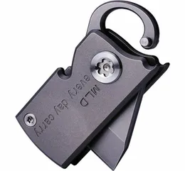 D2 Blade EDC Titanium Mini Knife Hook Pocket tools Folding Belt Keychains Flashlight Umbrella Cord Pendant OT1981314603