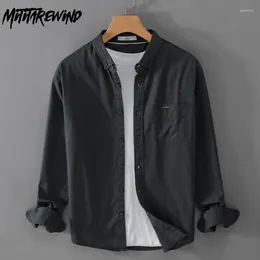 Camisas casuais masculinas primavera verão homens diário causal camisa de manga longa lapela collo puro algodão preto roupas simples bonito mens tops