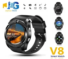 V8 relógio inteligente bluetooth relógios com 03m câmera sim ips hd círculo completo display dz09 gt08 smartwatch para sistema android com box8008921