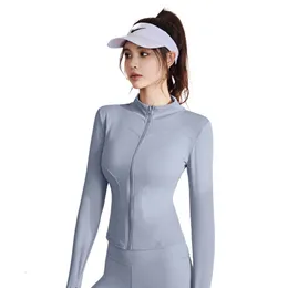 LU-01 Yoga Sports Coat Mulheres Manga Comprida Jaqueta Apertada Secagem Rápida Roupas de Ginástica Correndo Fitness Workout Wear Top