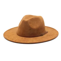Fedora Hat Men Men Suede Imitation Woolen Winter Feelt Hats Fashion Black Top Jazz Hat Fedoras Chapeau Sombrero Mujer 240301