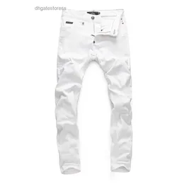 pleinxplein pp erkek kot orijinal tasarım beyaz renk düz üst streç ince plein denim pantolon pantolon 310