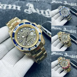 패션 시계 다이아몬드 주변 베젤 골드 도금 풀 스테인리스 스틸 디자이너 시계 시계 고품질 시계 캘린더 Moissanite 시계 무료 배송 SB071 C4