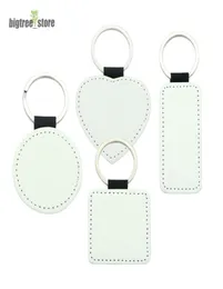 Sipt Sublimation Key Chain Blank Pu Leather Keychains heartrectanglesquareroundペンダント転送リングリングシングル5934820