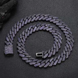 15mm roxo zircão diamante hip hop corrente cubana marca na moda colar masculino personalizado jóias