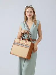 Tygväska designer väska stråväska strandpåse mode sommar halm väska sommar väv väska semester väska stor kapacitet shopping väska