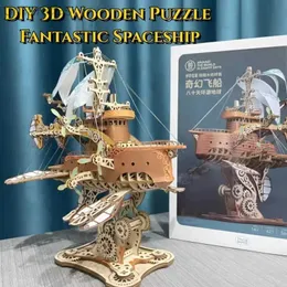 3D-Puzzles DIY 3D-Holzpuzzle Fantastisches Raumschiff Beliebter Montagemodellbausatz Segelboot Miniaturspielzeug Heimdekoration Kind Junge Mädchen Geburtstagsgeschenk 240314