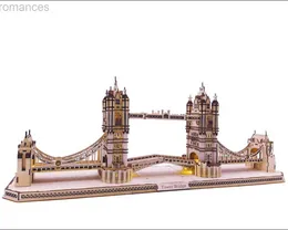 3D-pussel Trähandbyggda barnpusselbyggnadsmodell London Bridge Tablett Tillbehör Geografi Lärarhjälpmedel 240314