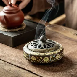 Queimadores de queimadores incenso incenso bobina de bobina de queimador de bobina de bobina de decoração budista decoração de casa de chá de pegador de petróleo de YOGA Ornamentos de mesa 8 estilos 8 estilos