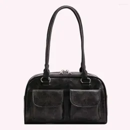 가방 여성 패션 겨드랑이 더블 포켓 PU 세련된 겨드랑이 백 단순 통근 대기업 레트로 핸드백
