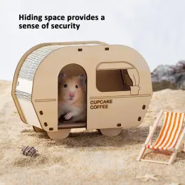 Cages Hamster Squirrel House Toys Guinea Pig Wooden Hideout House Rabbit Chinchilla Gerbil Nest Hamster Accessories Small Pet Supplies