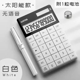 12-значный настольный калькулятор с большими большими кнопками, инструмент для финансового и бизнес-учета, аккумулятор и солнечная энергия с подставкой для офиса 240227