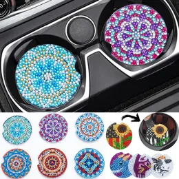 Stitch 6pcs Diamond Painting Coasters Coasters Diy Kits de pintura de diamante com entalhe de dedo para decoração de interiores automotivos de mesa