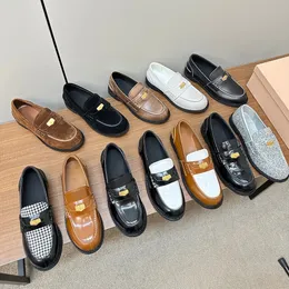 Loafer für formelle Damenschuhe, Freizeitschuhe mit flachem Boden und niedrigen Absätzen, Mokassins aus Holz, goldene Retro-Schiebeärmel, luxuriöse Designerschuhe, 35-41 mit Box