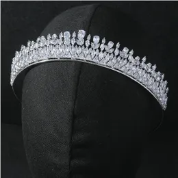 Luxo casamento coroas tiaras aaa zircão cúbico nupcial tiaras diadem bandana festa de formatura feminino cocar acessórios de jóias de cabelo 240307