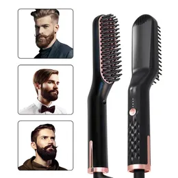 3 In 1 Beard Hair Straightening Brush Heated Comb Men Beard Multifunctional Straightener Ceramic Heat Comb Quick Hair Styler 240306