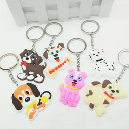 Keychains Wholesale Lovely Silicone Dog Rubber Puppy Shaped Key Chain Soft PVC Holder Keyrings Presents