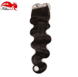 Hannah produto base de seda brasileira fechamento onda do corpo cabelo humano remy cabelo 4x4 fechamento de seda parte nós descorados com cabelo do bebê 6446176