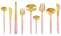 Besteck aus 304 Edelstahl, portugiesisches Steakmesser, Gabel, Löffel, Essstäbchen, vierteiliges einfarbiges Haushaltsmesser-Gabel-Set 578560853