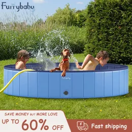 Spruzzatori Piscina per cani pieghevole Piscina per cani Piscina per animali in PVC Vasca da bagno Piscina per animali Piscina pieghevole per cani Gatti Bambini