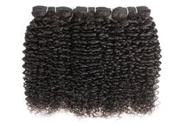 자연 컬러 3 번들 Jerry Curly Human Hair Extensions Afro Style Brazilian Peruvian Malaysian Indian Remy Weft4464836