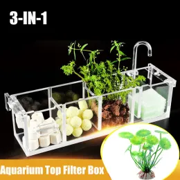 Accessories Fish Tank External Filter Acrylic Filter Dry and Wet Separation 3 in 1 Small Silent External Suspend Aquarium Drip Overflow Box