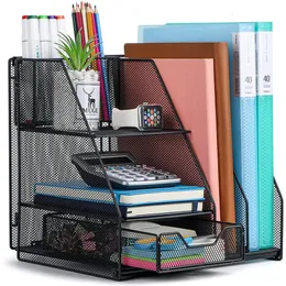 Schreibtischzubehör, Bürobedarf-Organizer-Caddy mit ausziehbarer Schublade, Akten- und Stifthalter für HomeOffice, Schule 240314