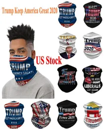 ABD Stock Trump 2020 Bisiklet Maskeleri Eşarp Bandana Motosiklet Kabarları Başörtüsü Boyun Yüz Maskesi Dış Mekan Trump Amerika Keep AMERİKA FY9151587523