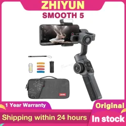 Heads ZHIYUN Smooth 5 Gimbal Phone Handheld Stabilizer 3Axis Smartphone Gimbal for Gopro 10 iPhone 13 PRO Huawei/Xiaomi vs Smooth 4