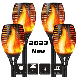 장식 12led 33LED 33LED SOLAR FLAME LIGHT GARDEN LAWN LAMP 정원 안뜰 차도 통로를위한 새벽 자동차 켜기/꺼짐 장식 조명