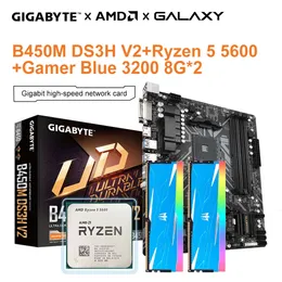 Gigabyte New B450M DS3H V2 Płyta główna + AMD NOWOŚĆ RYZEN 5 5600 R5 5600 CPU PROCESOR SNETKET AM4 + Galaxy 8G 3200 8G*2 Ram Matx