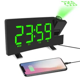 Wskaźniki FM Radio Projekcja LED Cyfrowy zegar Smart Alarm Bugh Watch Table Electronic Desktop Clocks Obudź zegar czas drzemki 2 alarm