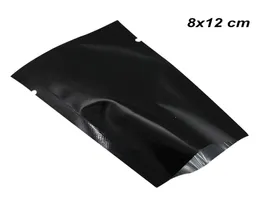8x12 cm 200 st svarta aluminiumfolie Värmtätning Pouch Open Top Foil Mylar Bag Vakuumförsegling Matberedningsutrustning Baggie för FO1972652