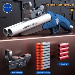 Gun Toys Children Launcher Toy strzelba zabawka broń podwójna lufa wyrzucanie sprayu miękka kula pistolet dwa strzelne zabawkowe karabin pistoletowy yq240314