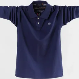 Mężczyźni koszuli polo męskie praca biznesowa Casual Cotton Męs Top Tees Autumn Long Rleeve Turn-Down Polo koszulki plus rozmiar 5xl 6xl 240306