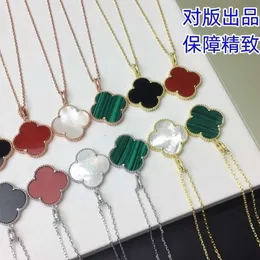 Collana a trifoglio cm maglione a doppia faccia a doppia faccia di giada berretto fortunato agata furgone casa laser ad alta edizione fiore singolo