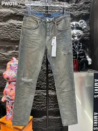 PW016 ФИОЛЕТОВЫЙ Высококачественные мужские джинсы. Потертые мотоциклетные байкерские джинсы. Рок-скинни. Тонкие рваные полоски с дырками. Модные джинсовые брюки со змеиной вышивкой.