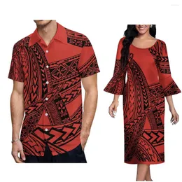 Partykleider pazifisch inspiriertes Kleid polynesischer Stil Paar passen Samoa Outfit Mann Lose Hemd Frau Long