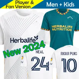 Mls 2023 2024 LA Galaxy Maglia da calcio Kid Kit Man Mor League Los Angeles 23/24 Maglia da calcio Primaria Home Bianco Angeleno Away Verde BRUGMAN RIQUI PUIG JOVELJIC