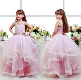 Pink Glitz Girl039s Pageant Dresses Flower Girls Dresses Child Ball Gowns Spagheti Strap Kid Party Birthday Communion Dress Bac7011799