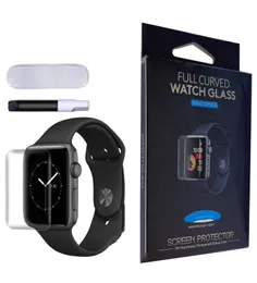 UV Nano Sıvı Tam Kapak Temperli Cam Ekran Parçaları Koruyucu Apple Iwatch 44 42 40 38 Perakende Paketinde2599774