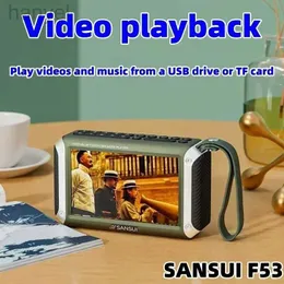 ポータブルスピーカーSANSUI F53ワイヤレスBluetoothスピーカー4.3インチLEDディスプレイラジオポータブルFMラジオTFカードスロットMP4音楽プレーヤービデオスピーカー240314