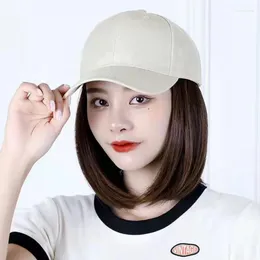 Ball Caps Baseball Cap With Hair Extensions For Women Straight Short Bob Hat Hats