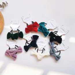 헤어 액세서리 5Pair/Lot Retro Bow Knot Elastic Bands Charm girls rope 귀여운 포니 테일 홀더 활 타이 어린이 껌 스크런치